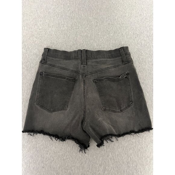 Madewell High Rise Black Denim Shorts Womens 28" Waist Stretch Cut Off Fringe - Picture 2 of 8